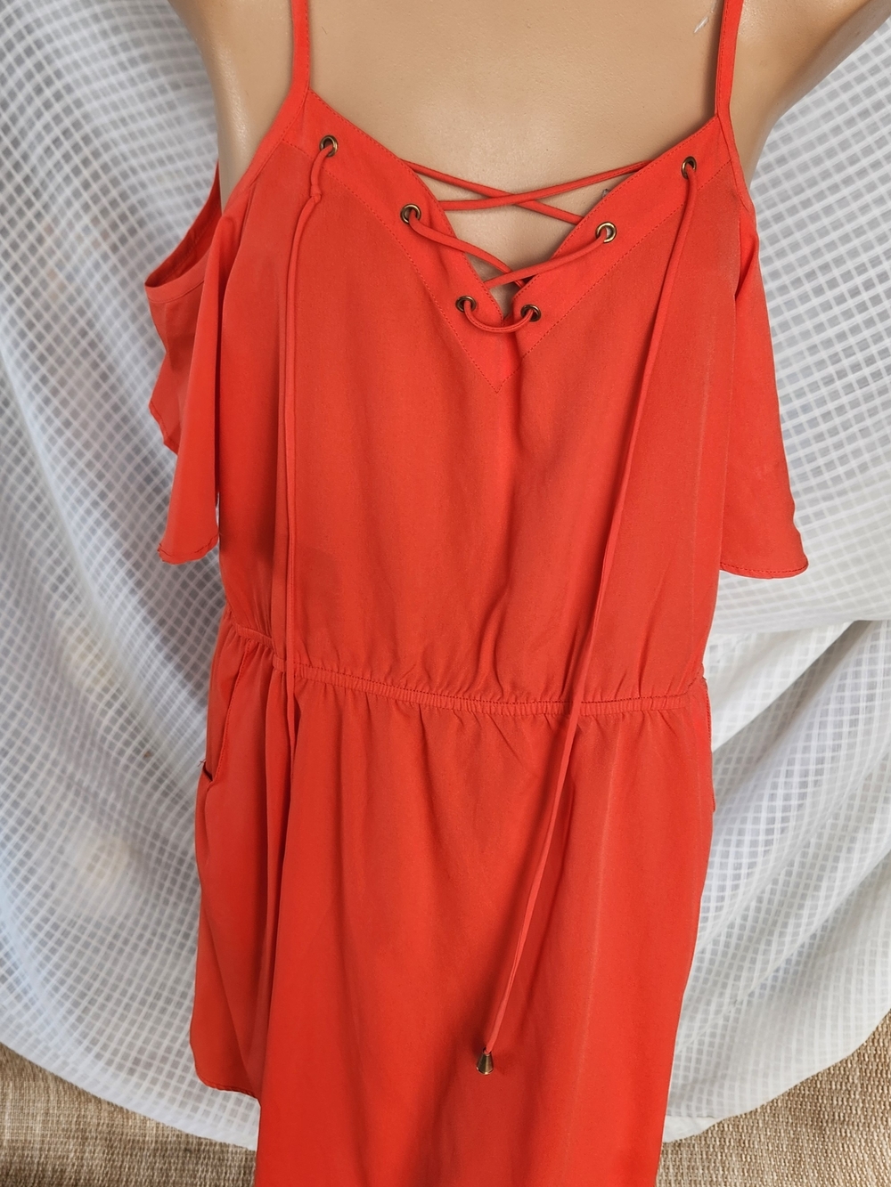 Speed Control Orange One-Shoulder Lace-Up Dress